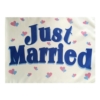 Kép 2/2 - Just Married esküvői zászló kék felírattal