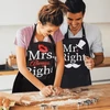 Kép 2/2 - Mr és Mrs vicces kötény pároknak (fekete) 2db
