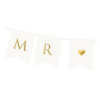 Kép 2/4 - Mr és Mrs felirat - fehér banner arany betűkkel