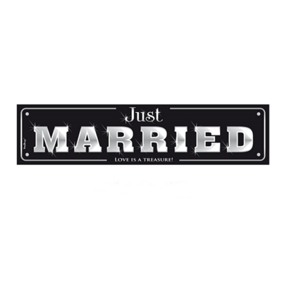 Just Married esküvői rendszámtábla ( Fekete-fehér)