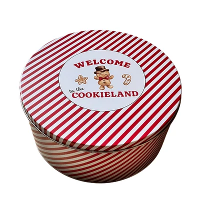 Karácsonyi piros-fehér fém süteményes doboz (21,5x10cm)