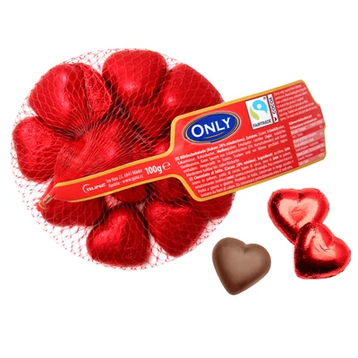 Szív alakú csokoládé esküvőre, Valentin napra - 12 db-os (Only) 84gr
