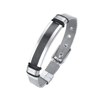 Nemesacél férfi karkötő állítható szíjjal