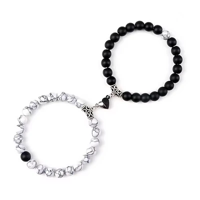 Mágneses szerelmespár karkötő természetes kőből (Te és én)