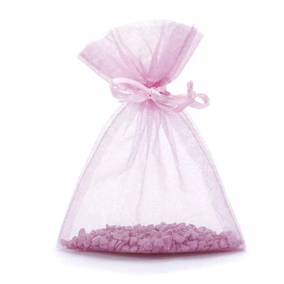 Esküvői  rózsaszín organza tasak (12x14 cm)