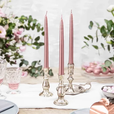 Rose gold metál gyertya  esküvőre, karácsonyra (24cm)