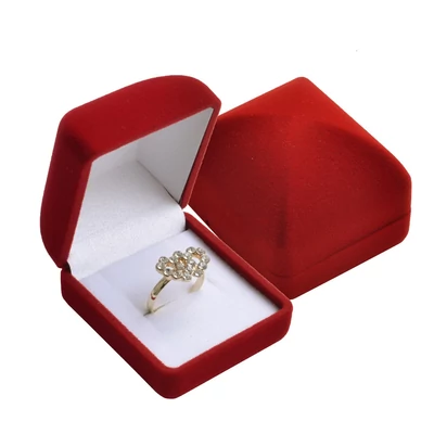 Elegáns bársony eljegyzési gyűrű doboz (piros)