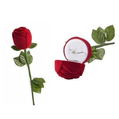 Rózsa formájú bársony gyűrű doboz (bordó)