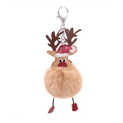 Karácsonyi pompon kulcstartó (Szarvasos)