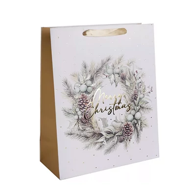 Karácsonyi ajándéktasak - Ünnepi koszorú (31x42cm)