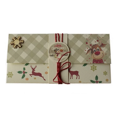Karácsonyi díszboríték - Szarvasokkal (Hand Made)