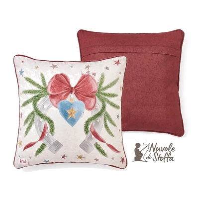 Karácsonyi pamut párna töltelékkel, patkós mintával - Giostra (40x40cm)