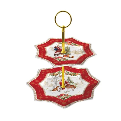 Csillag alakú karácsonyi porcelán süteményes állvány díszdobozban - Christmas memories (Easy Life)