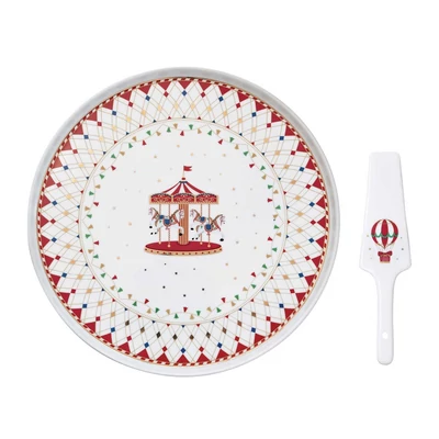 Karácsonyi porcelán tortatál lapáttal díszdobozban - Christmas Wonderland (Easy Life)