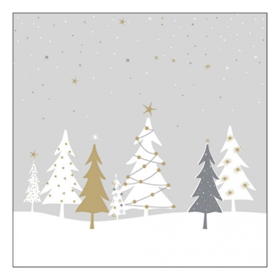 Karácsonyi szalvéta - Midnight Trees Grey (Ambiente) 33x33cm