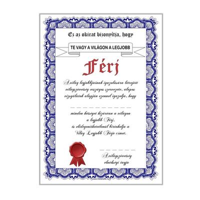Legjobb férj oklevél