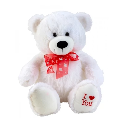 I love You - Hófehér plüss maci szalaggal (50cm)