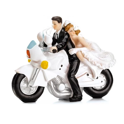 Esküvői tortadísz - Elviszlek magammal - Nászpár motorral