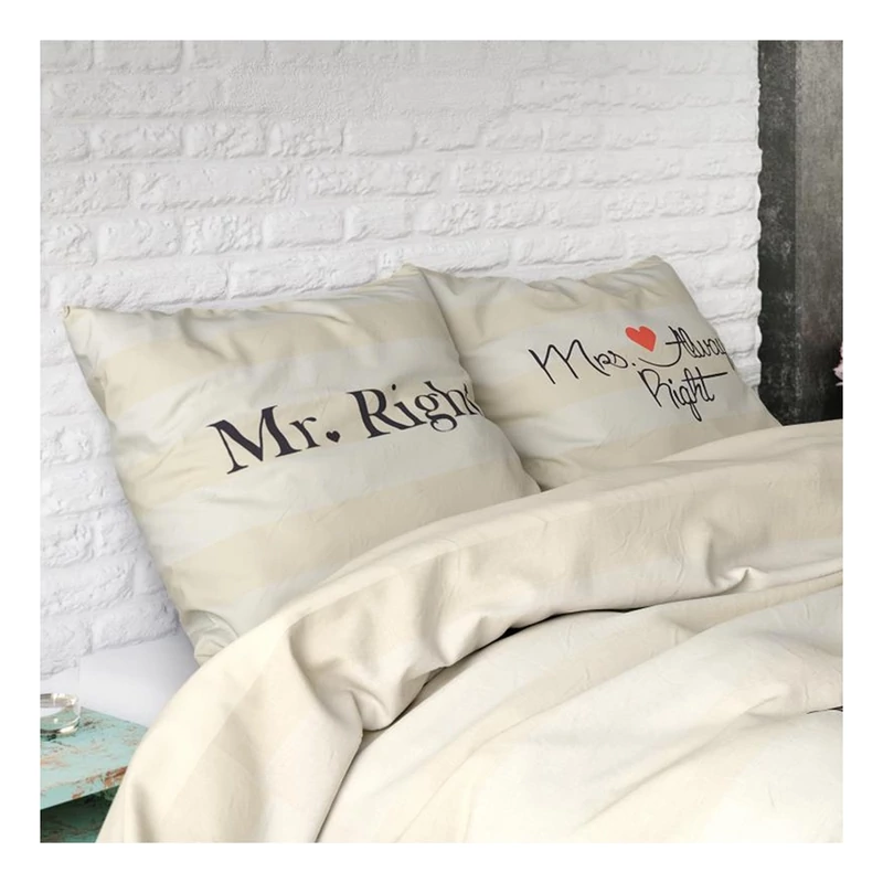 Mr és Mrs ágyneműhuzat pároknak - krém