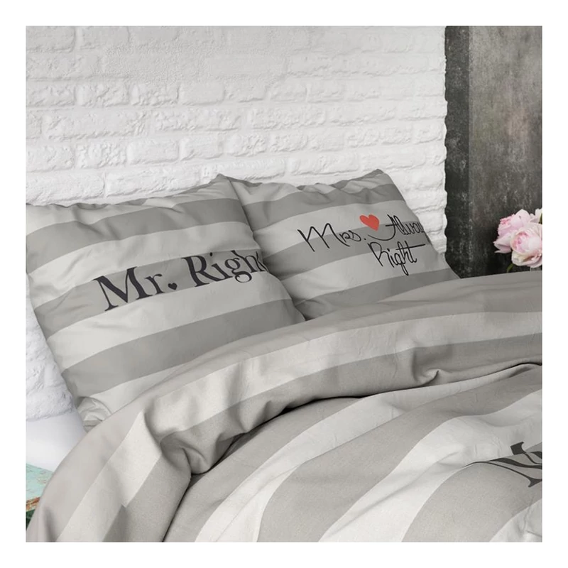 Mr és Mrs ágyneműhuzat pároknak (King Size) - Szürke/grafit