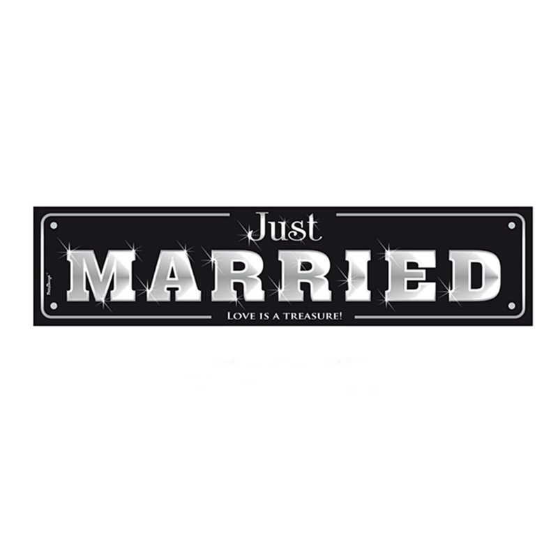 Just Married esküvői rendszámtábla ( Fekete-fehér)