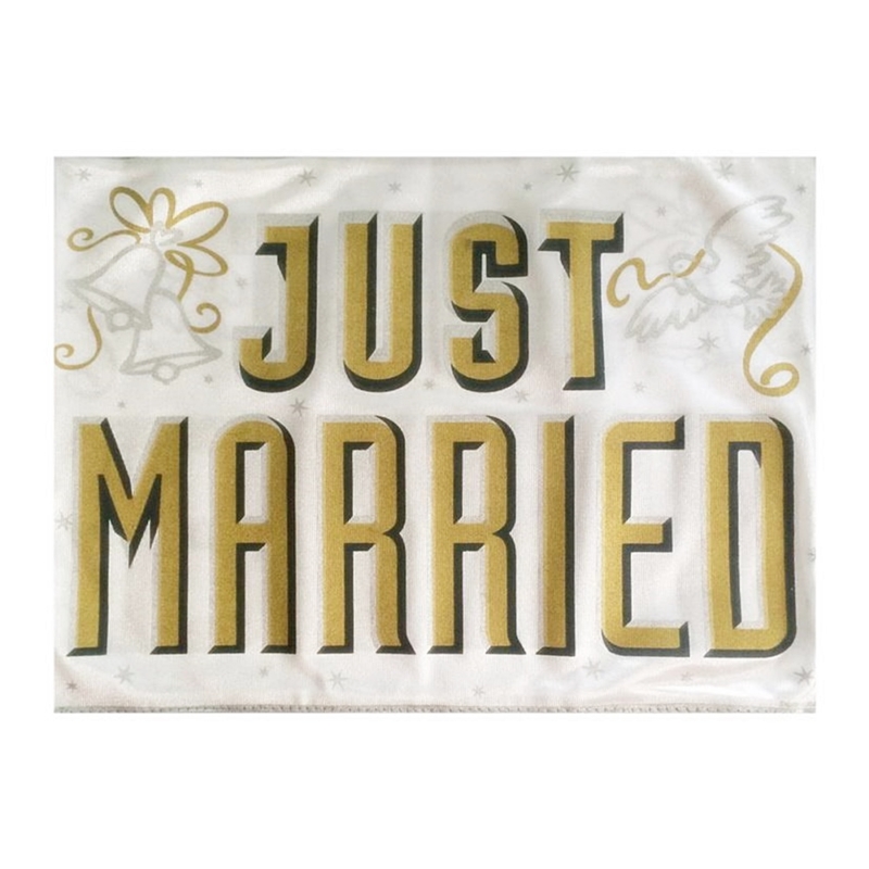 Just Married esküvői zászló arany felírattal