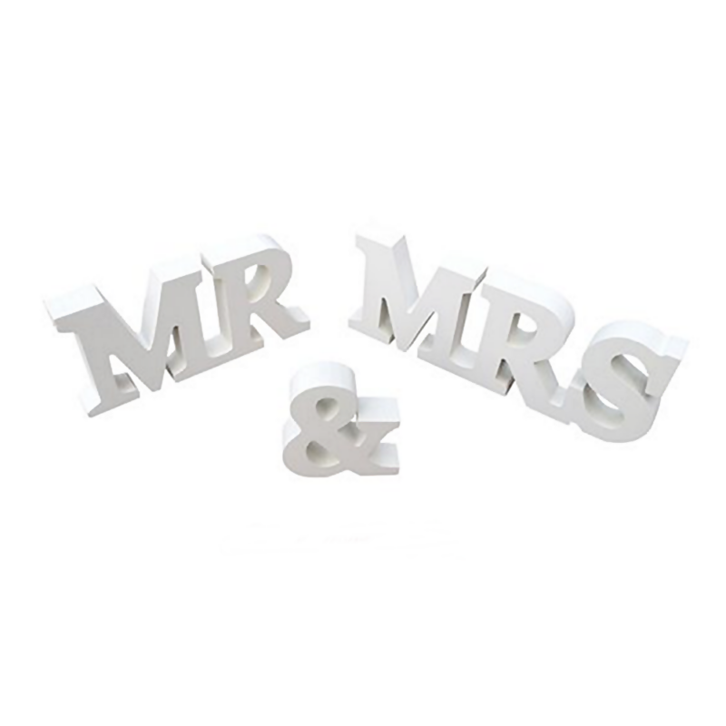 Mr & Mrs fa felirat (fehér)