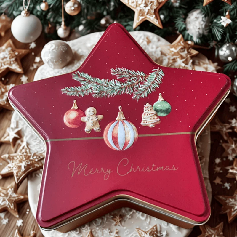 Csillag alakú karácsonyi süteményes doboz (19x19x6cm)