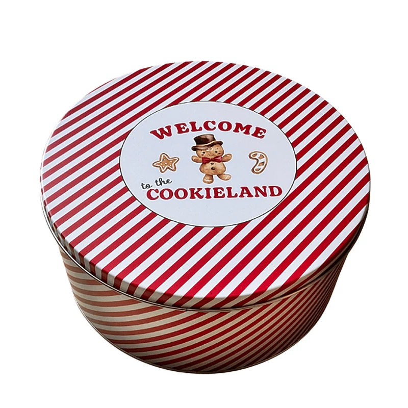 Karácsonyi piros-fehér fém süteményes doboz (21,5x10cm)