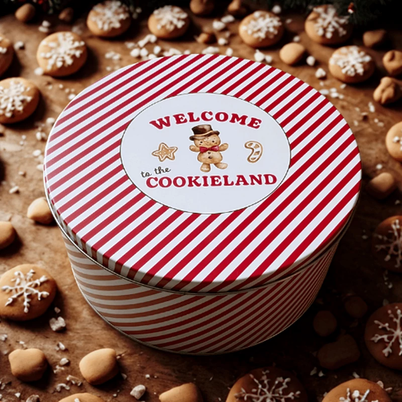 Karácsonyi piros-fehér fém süteményes doboz (21,5x10cm) 