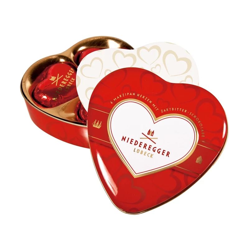 Marcipános szívdesszert fémdobozban (Niederegger) 75gr