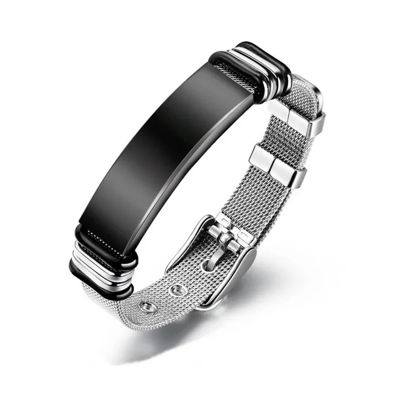 Gravírozható nemesacél férfi karkötő