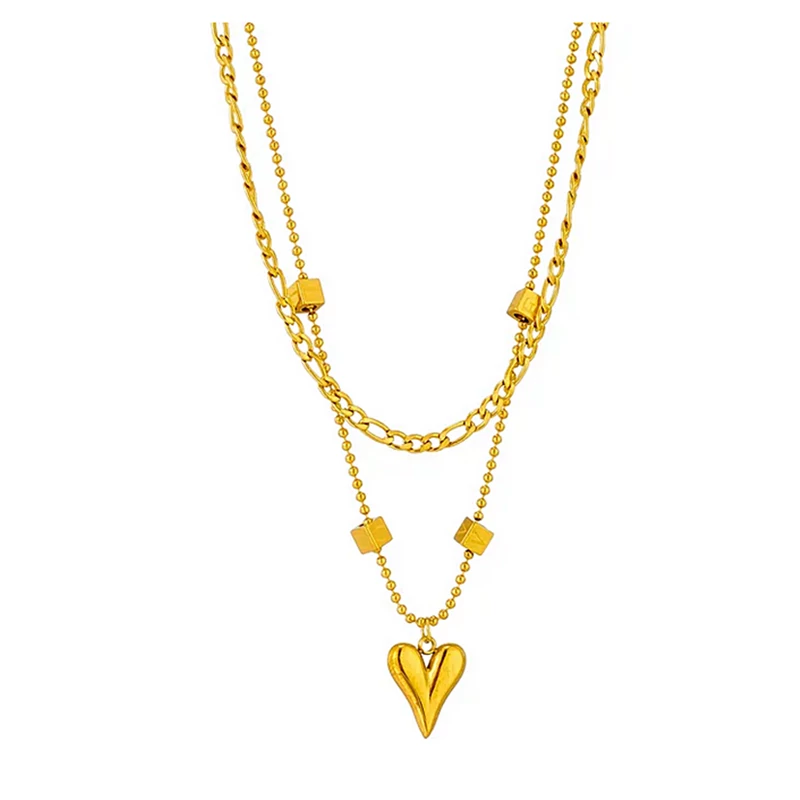 Nemesacél kétsoros gold filled LOVE női nyaklánc 