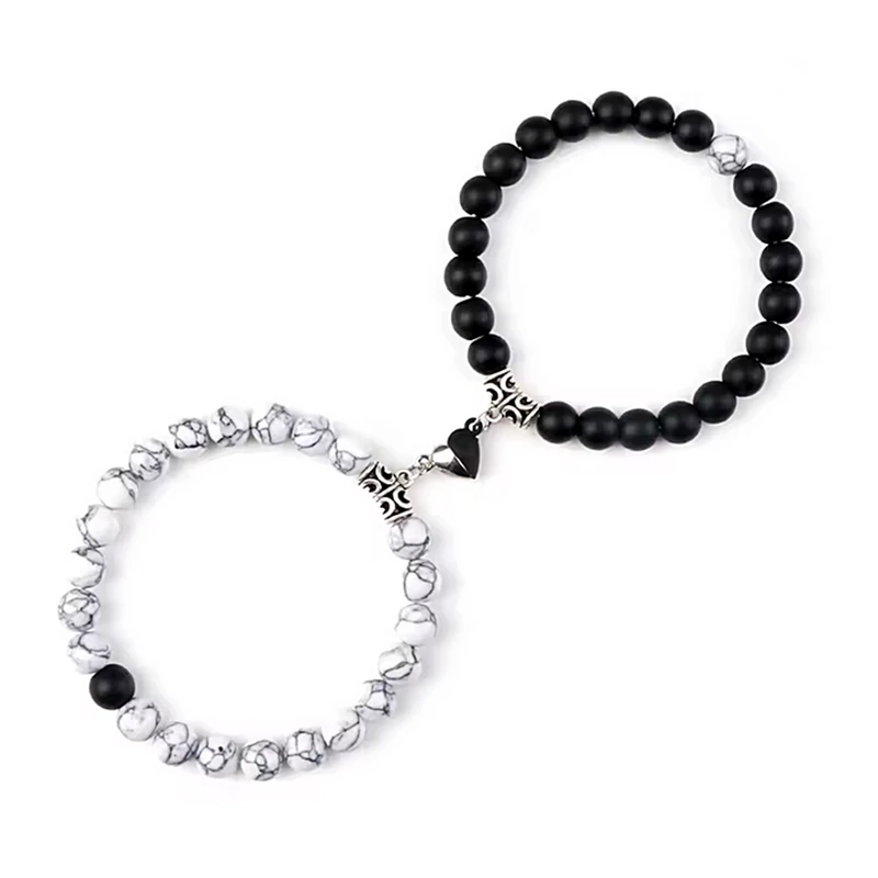 Mágneses szerelmespár karkötő természetes kőből (Te és én)