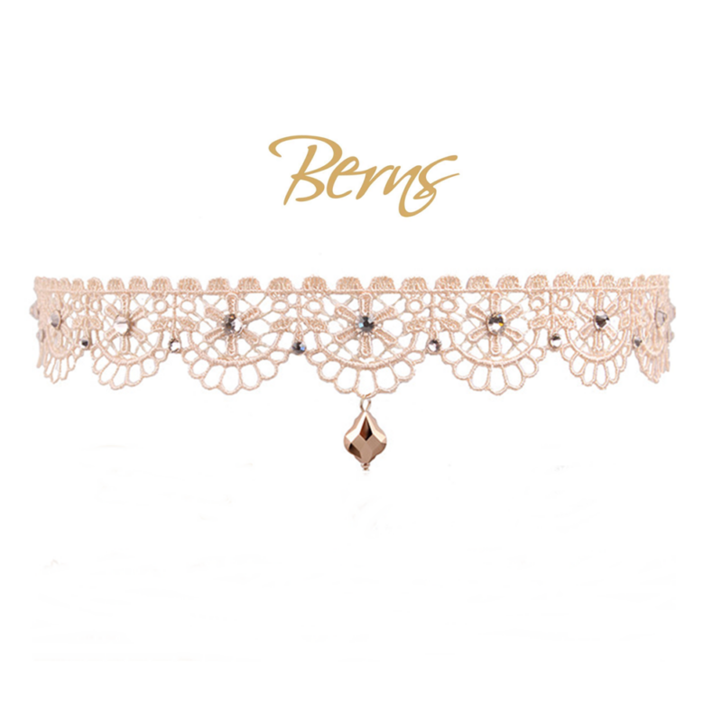 Berns - kristályos csipke nyakék - Rose Gold