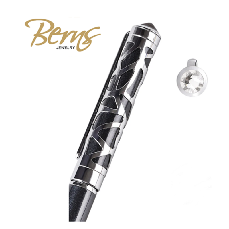 Berns – kristályos golyós toll (PIERCED fekete- ezüst)