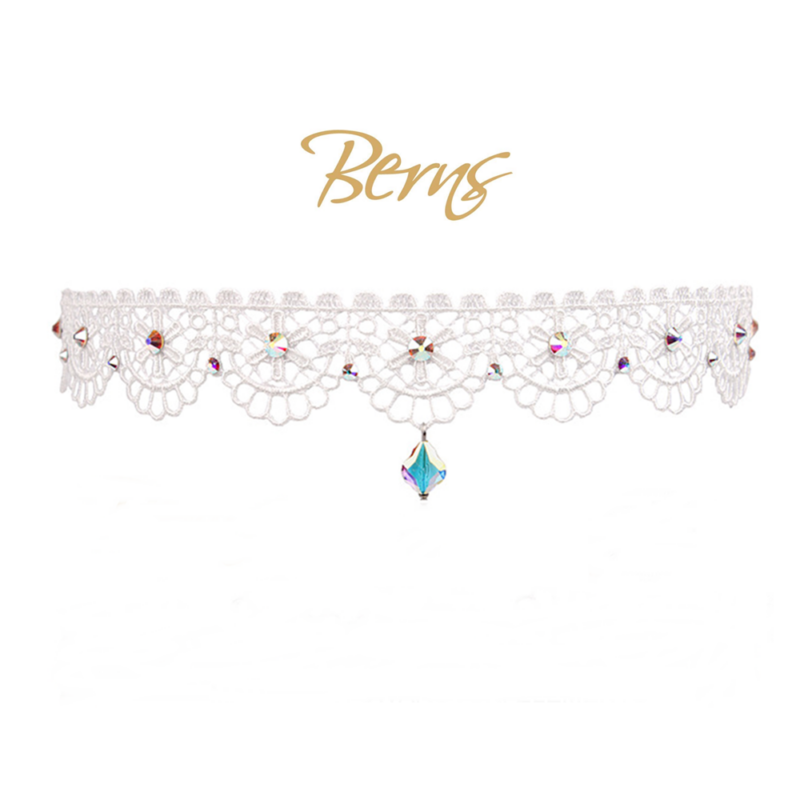 Berns - kristályos csipke nyakék - White