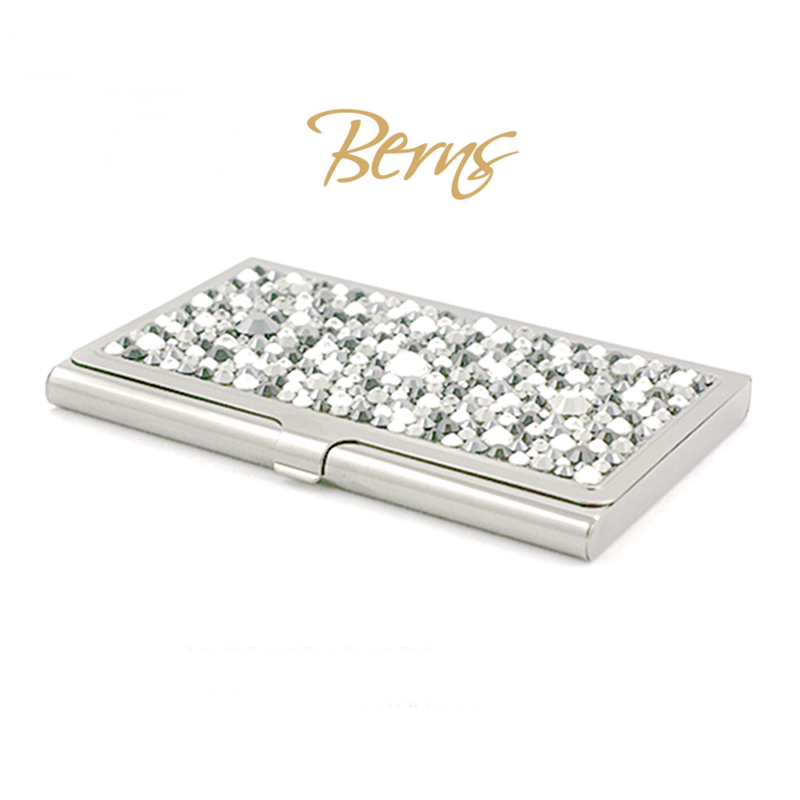 Berns - névjegykártya tartó SW kristályokkal - Silver