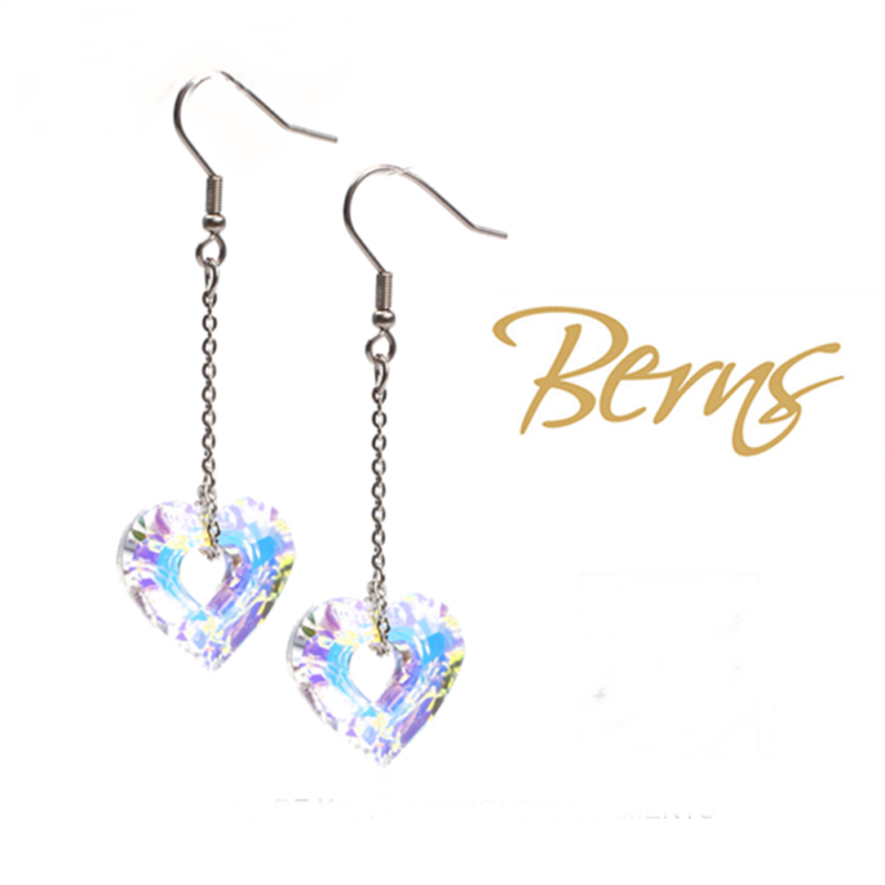 Berns – szív alakú kristály fülbvaló