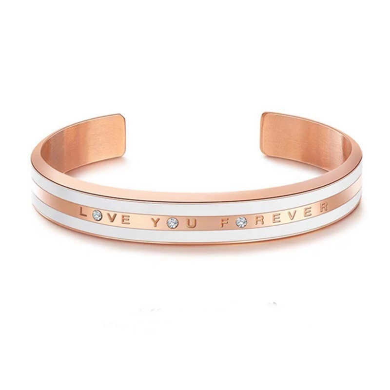 I love You Forever - karkötő kristályokkal - Rose Gold
