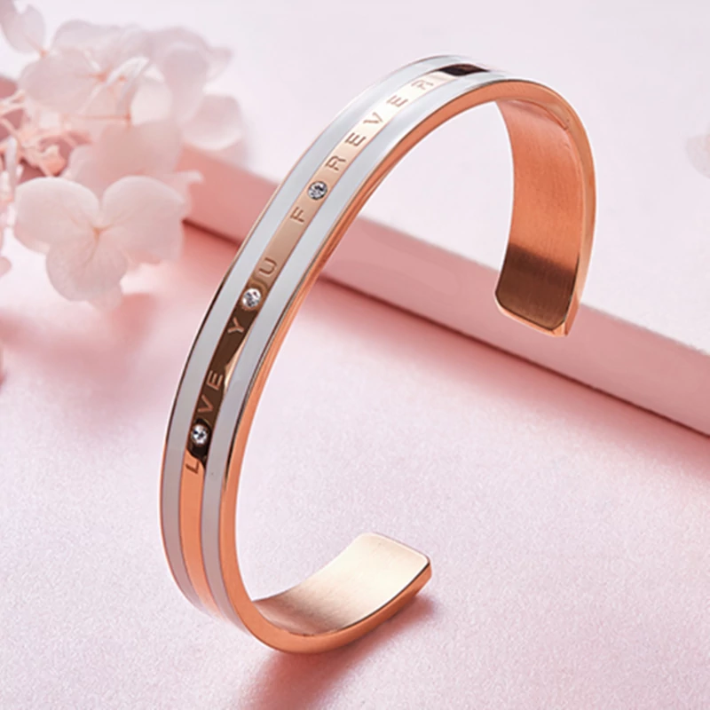 I love You Forever - karkötő kristályokkal - Rose Gold