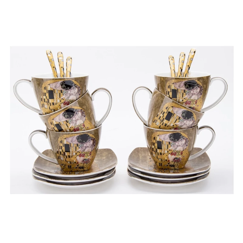 Klimt: A Csók - Hatszemélyes porcelán készlet