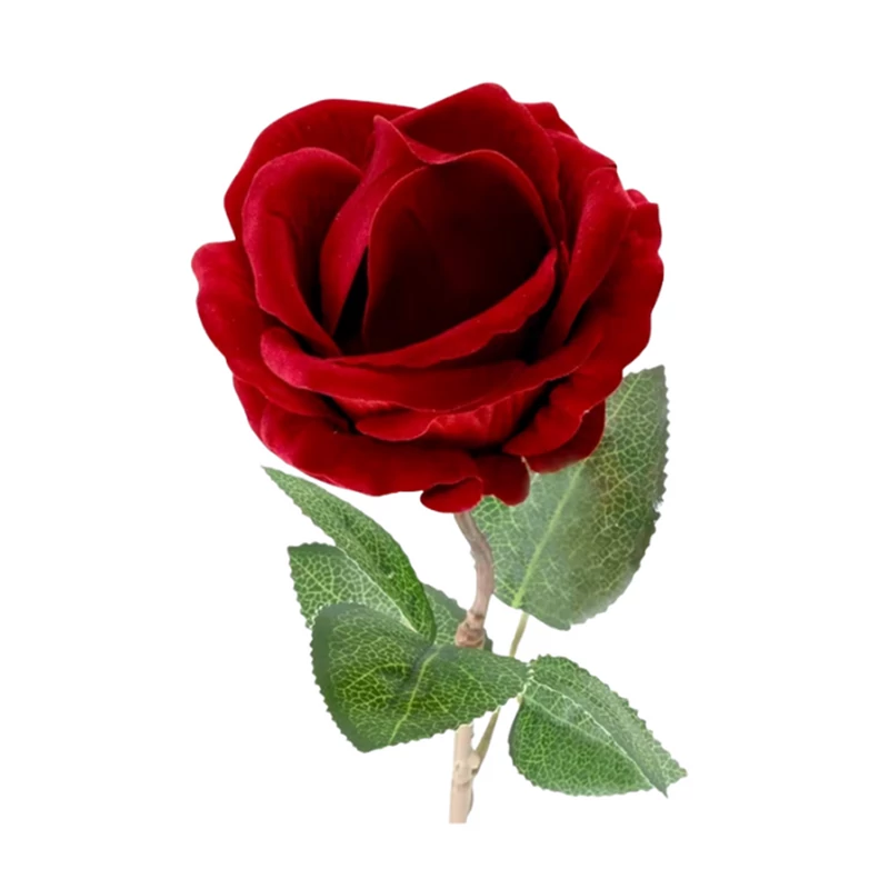 Rózsa formájú piros bársony jegygyűrű doboz