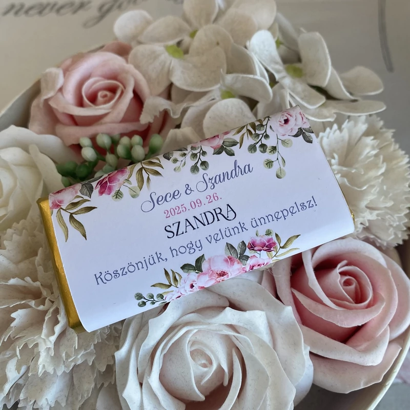 Esküvői köszönetajándék csoki ültetőként - Rose 