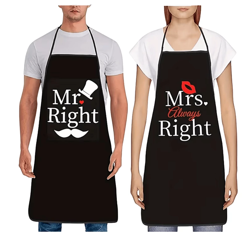 Mr és Mrs vicces kötény pároknak (fekete) 2db