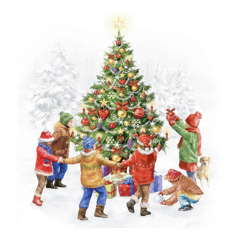 Karácsonyi asztalterítő - Chrismas Round Dance (145x180cm) 100% pamut 