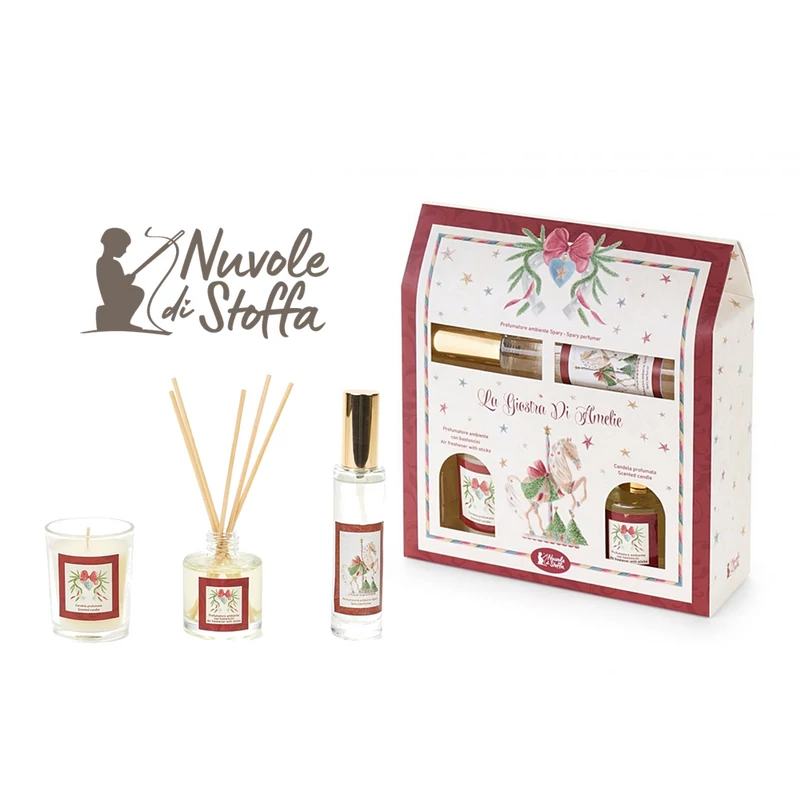 Karácsonyi ajándék szett szobaillatosítóval, illatgyertyával, szoba sprayvel díszdobozban