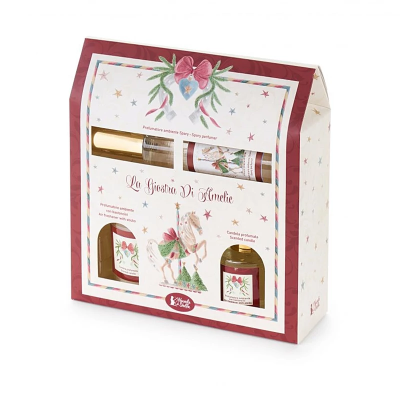 Karácsonyi ajándék szett szobaillatosítóval, illatgyertyával, szoba sprayvel díszdobozban