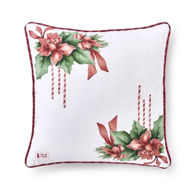 Karácsonyi pamut párna töltelékkel, mikulásvirág mintával - Storia di Natale (40x40cm) 