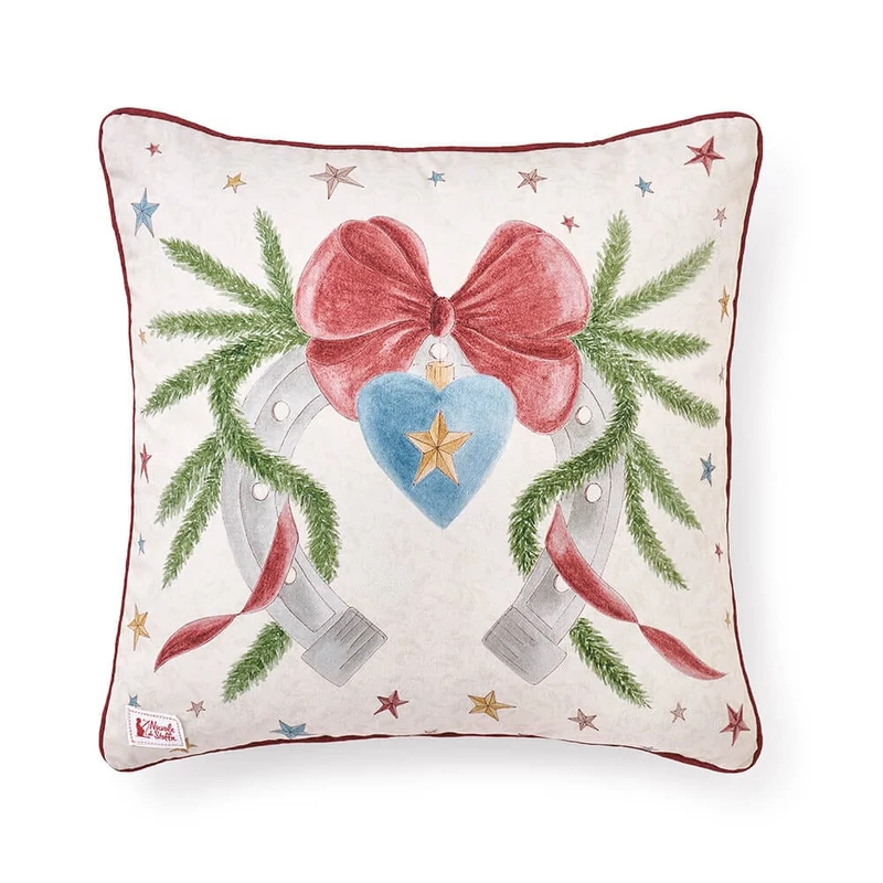 Karácsonyi pamut párna töltelékkel, patkós mintával - Giostra (40x40cm) 